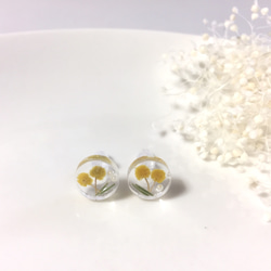 レジンヘアゴム 四葉のクローバー レモン ホワイト ブルー ミモザ 暖色