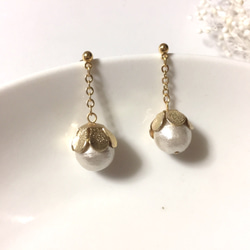 レジンヘアゴム　四葉のクローバー　レモン　ホワイト　ブルー　ミモザ　暖色 再販【幸せを運ぶ】四葉のクローバーとミモザのレジンヘアゴム＊選べる