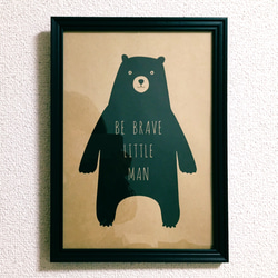 ポスター【くま】インテリア アニマル ベア デザイン アート 熊 白 黒 ブラック くまさん クマ 1枚目の画像