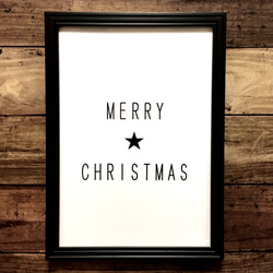 ポスター♡メリークリスマス♡クラフト紙♡デザイン♡パネル♡フレーム♡アート♡星♡バーンスター♡黒♡ブラック♡クリスマス 2枚目の画像