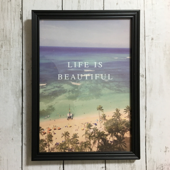 特大 A3サイズ！ポスター【LIFE IS 〜】インテリア ビーチ ハワイ ワイキキ 空 海 ブルー デザイン アート 2枚目の画像