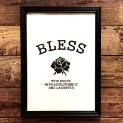 特大 A3サイズ！ポスター【BLESS】インテリア 薔薇 デザイン アート 名言 格言 フラワー 花 バラ 花柄 海外 1枚目の画像