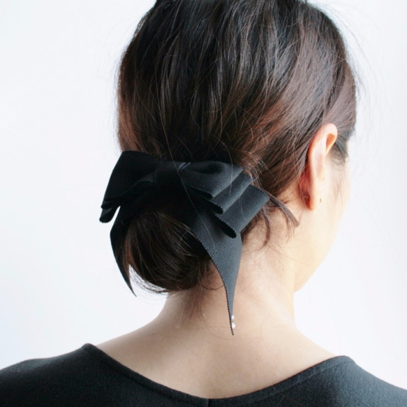 垂れグログランリボンヘアゴム ブラック ヘアゴム PEARS 通販 4580248