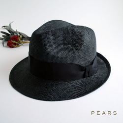 可選的蝴蝶結中心折疊帽子Kenma草黑色M / L尺寸 第2張的照片