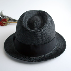 可選的蝴蝶結中心折疊帽子Kenma草黑色M / L尺寸 第4張的照片
