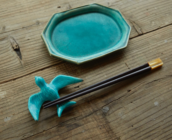 幸せの青い鳥　陶器のオブジェ　箸置き　bs-1 7枚目の画像