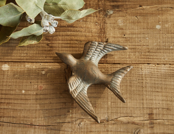 アンティークゴールドの鳥 陶器のオブジェ bm-2 ウォールステッカー