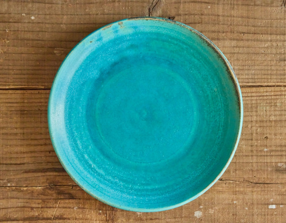 ターコイズブルーの深めのお皿　D-70 4枚目の画像