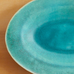 エメラルドブルーのオーバル皿　odm-2 7枚目の画像