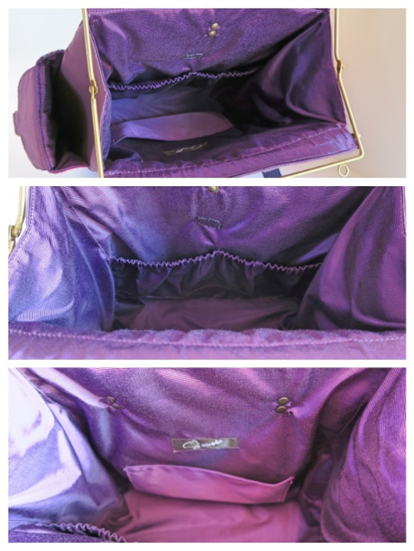 イギリス直輸入のパッチと帆布紫のリュックバッグ 9枚目の画像