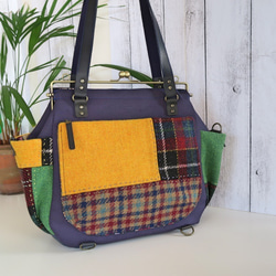 Harris Tweed がま口リュック、４Wayバッグ 3枚目の画像