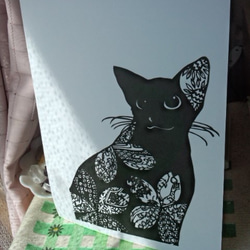 ●切り絵　和柄猫● 2枚目の画像