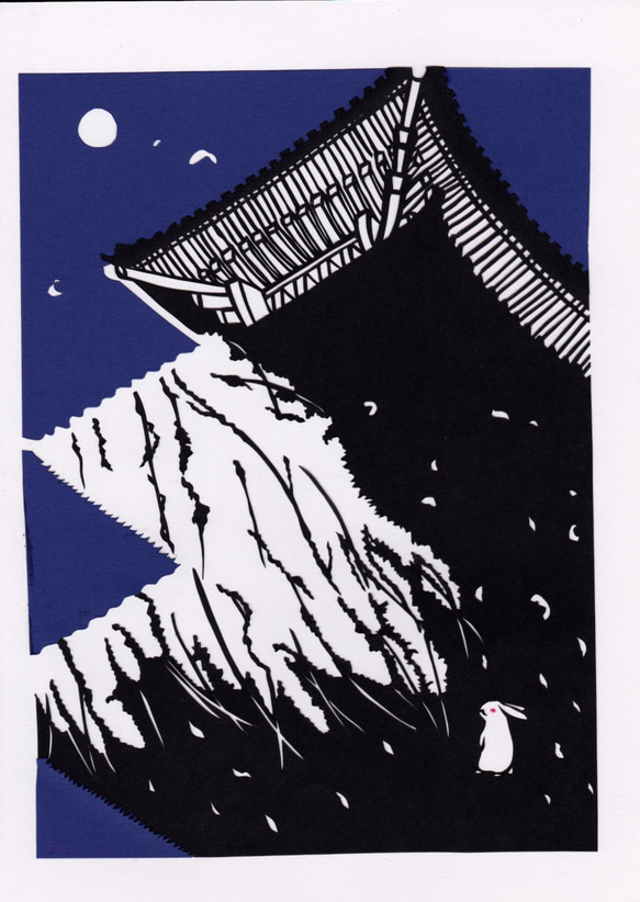 切り絵　京の四季～春～「サクラマウ」 3枚目の画像