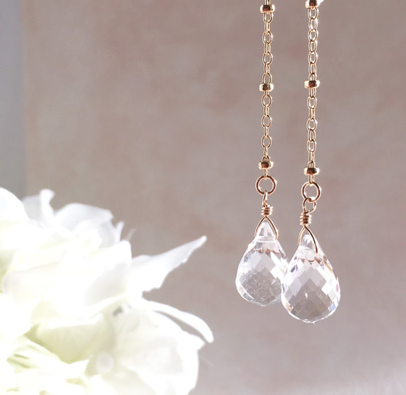 たまきち◆一点物✧宝石質✧ラウンドコンケーブカット 水晶ピアス✧14kgf たまきち様専用◇一点物✧宝石質✧ラウンドコンケーブカット