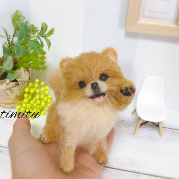 羊毛フェルト犬: 手のひらサイズポメラニアン/ハンドメイド Yahoo!オークション - hirapie 羊毛フェルト ポメラニアン オレンジ