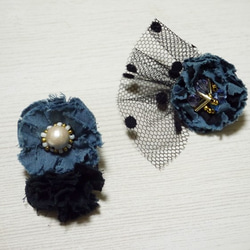 flower＆bijou pierced  ◆ navyblack 2枚目の画像