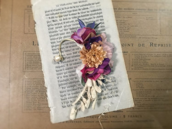 お花のイヤーフック ◆ violetpinkmix 3枚目の画像