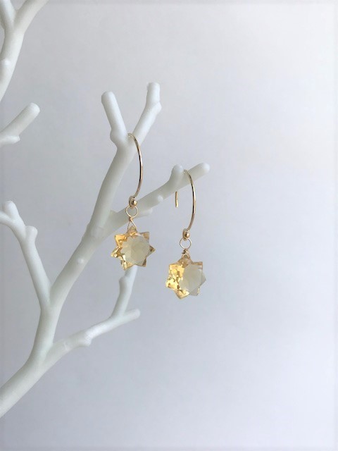 【再販】k14gf・スターカット・シトリンピアス