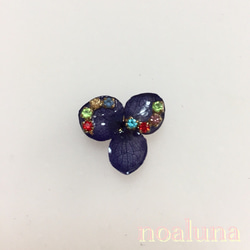 本物紫陽花虹色ピアス（イヤリング） 2枚目の画像