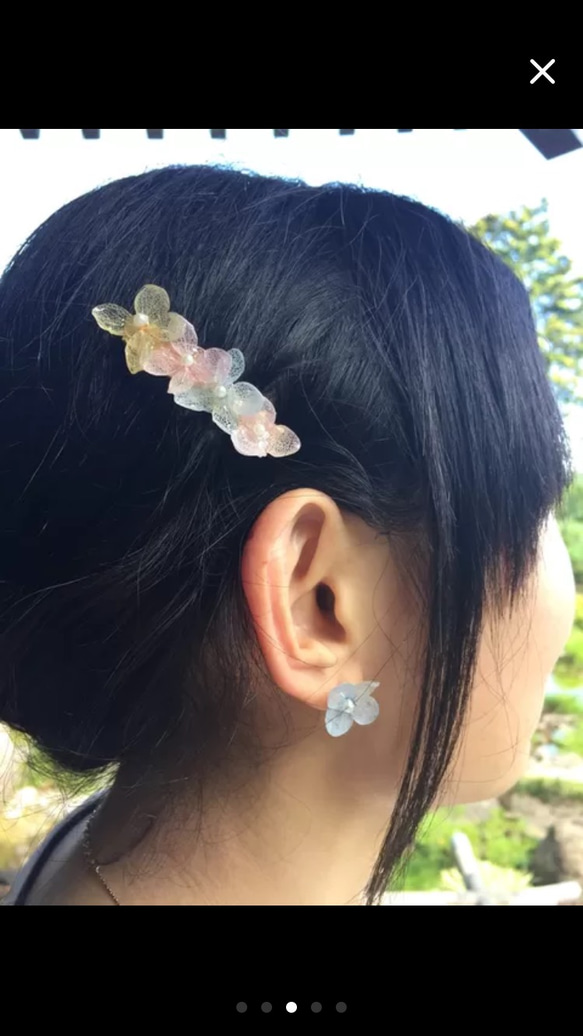 ホワイト紫陽花ヘアクリップミニ 4枚目の画像