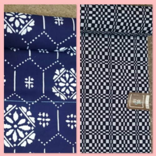 本染&別染 浴衣 リメイク 藍色×白紺格子柄 チュニック ブラウス きもの