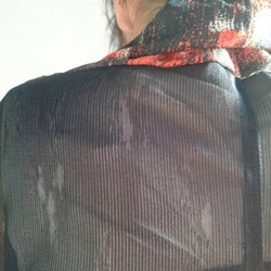着物 リメイク 黒色 絽 羽織 4枚目の画像