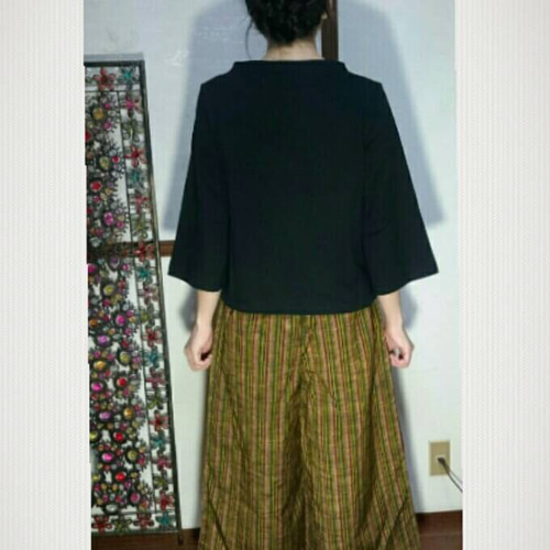 着物リメイク　ロングガウチョパンツ 着物リメイク パンツ ワイドパンツ ガウチョパンツ ウール 交差