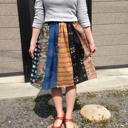 SOLDOUT 着物 リメイク ギャザースカート ⑦ 1枚目の画像