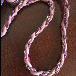 着物 リメイク ネジネジ紐とリボン 紫ショルダーバッグ ② 4枚目の画像