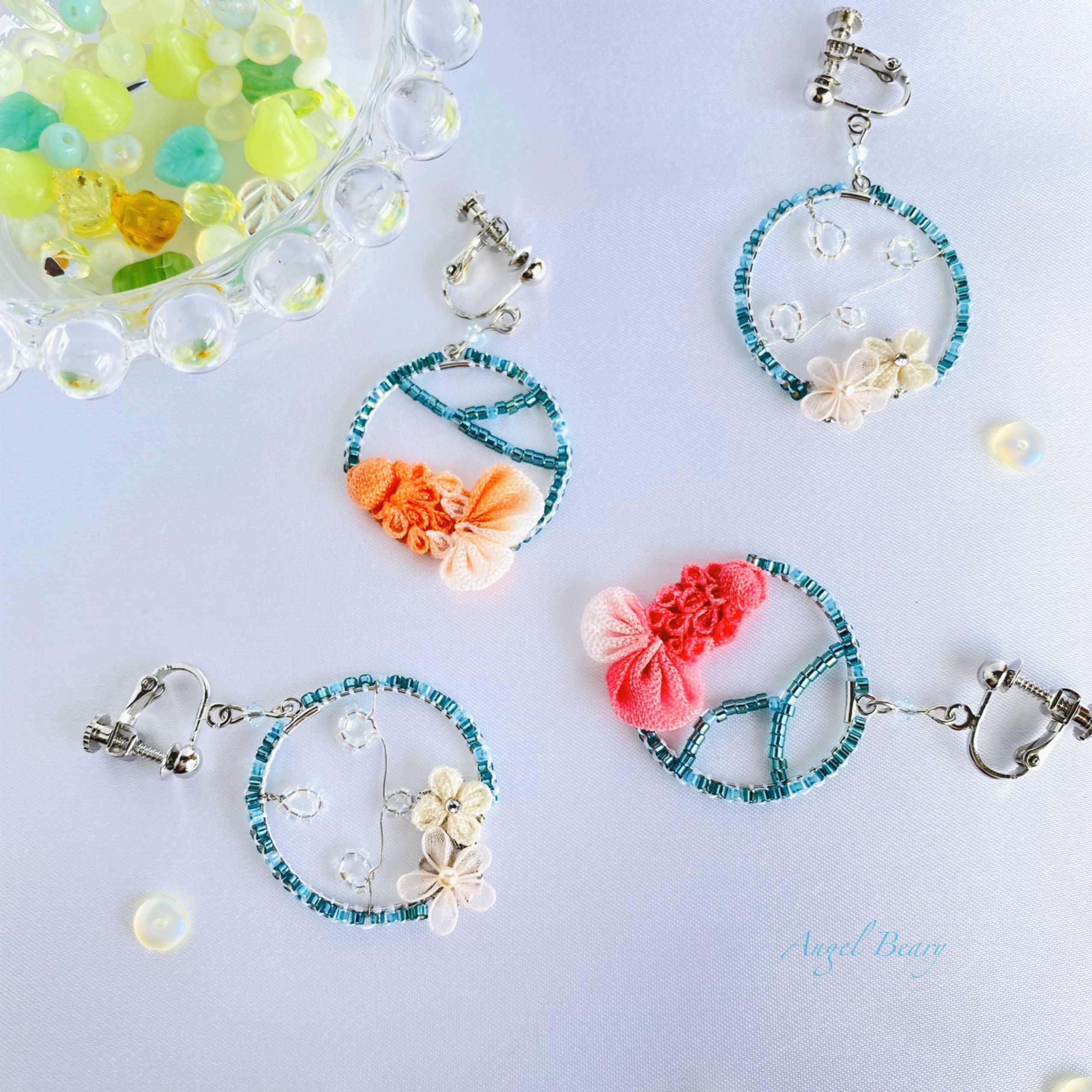 つまみ細工》金魚のイヤリング 〜リングタイプ〜 ピアス（フック