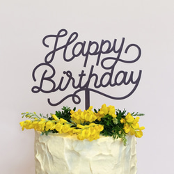 [SALE 30% off] Cake Topper - Happy Birthday (Grey) 1枚目の画像