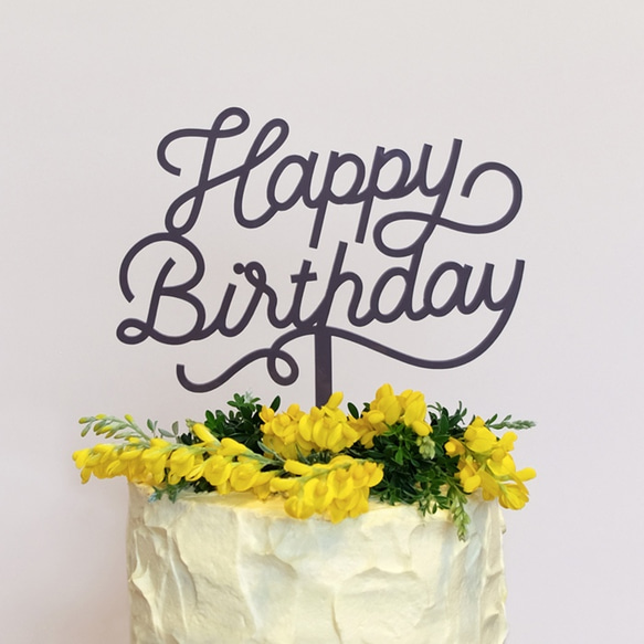 [SALE 30% off] Cake Topper - Happy Birthday (Grey) 1枚目の画像