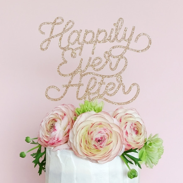 [hana様オーダー用] Cake Topper - Happily Ever After (Gold) 2枚目の画像