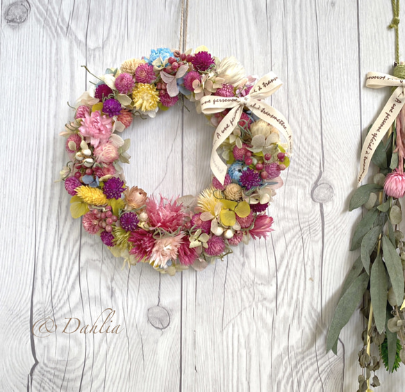 ドライフラワーミックスカラーリース&スワッグ ドライフラワー