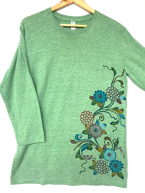 SALE!手染め紅型Tee七分袖size L 1枚目の画像