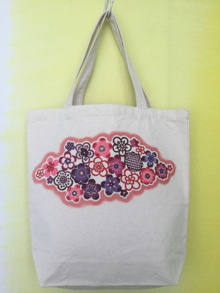 【受注制作】紅型トートバッグ　梅づくし