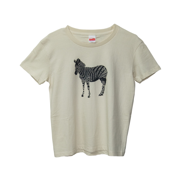 6.2oz Tシャツ naturals GL(Girls-L) しまうま 1枚目の画像