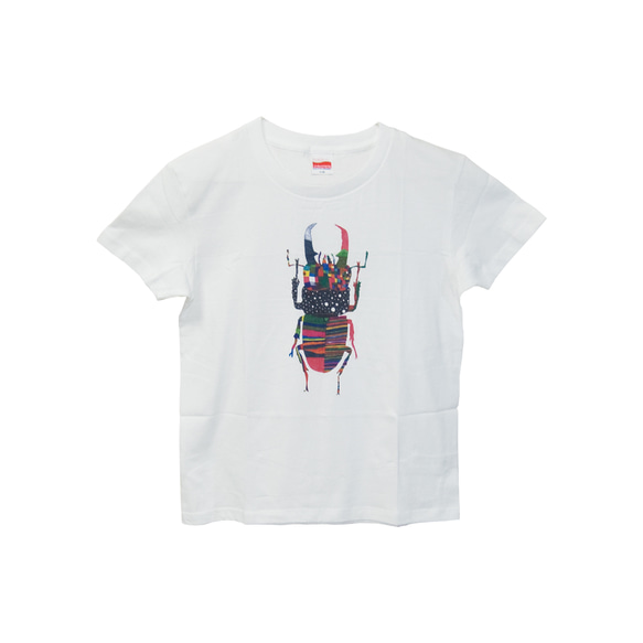 6.2oz Tシャツ white GM(Girls-M) クワガタ 1枚目の画像