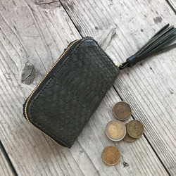 ムックの店のZIPコインケース   ブラック(ヘビ革)×ブラック 3枚目の画像