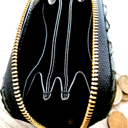 ムックの店のZIPコインケース   ブラック(ヘビ革)×ブラック 4枚目の画像