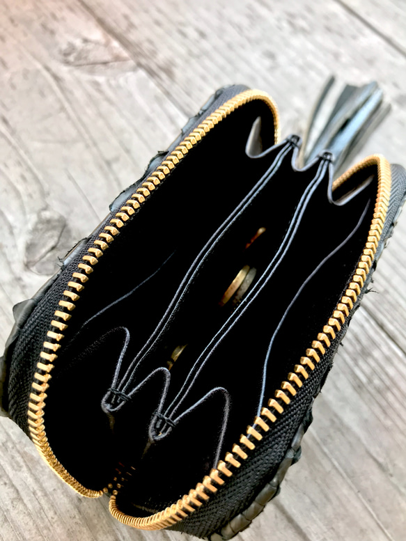 ムックの店のZIPコインケース   ブラック(ヘビ革)×ブラック 5枚目の画像