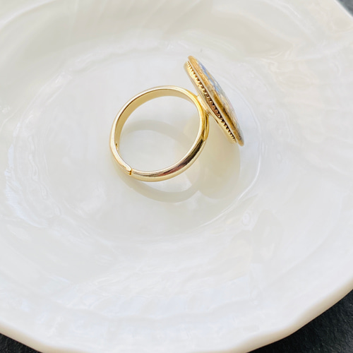 薩摩ボタン リング アンティーク 陶器 ボタン 指輪・リング diamond 