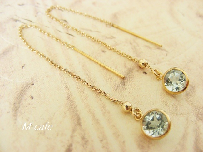 【14KGF】枠付きブリリアンカットのアメリカンピアス