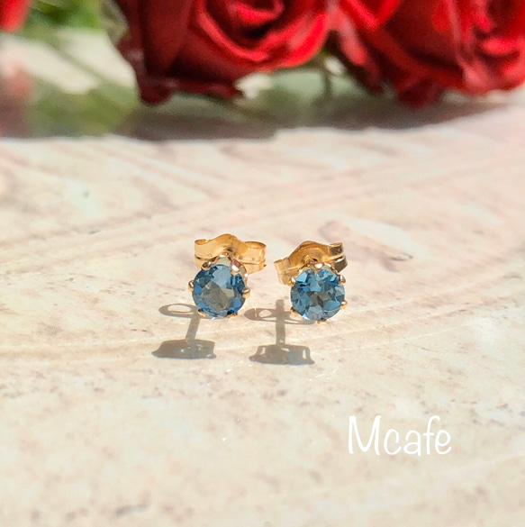 14kgf クォーツとガーネットのピアス 14kgf：ローズクォーツとガーネットのピアス（イヤリング）№9047