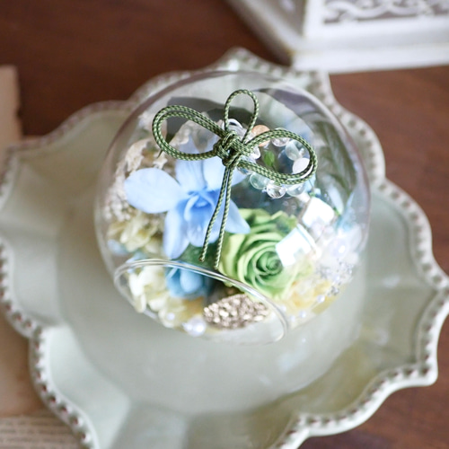 ガラスドーム プリザーブドフラワー 仏花 供花 デンファレ