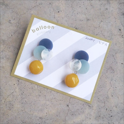 3colorsピアス アクリルパール付き／Blue Yellow 1枚目の画像