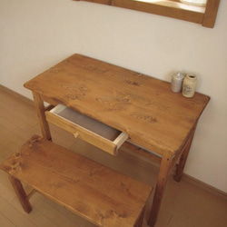 wide drawer DESK ＆ BENCH pine　　 3枚目の画像