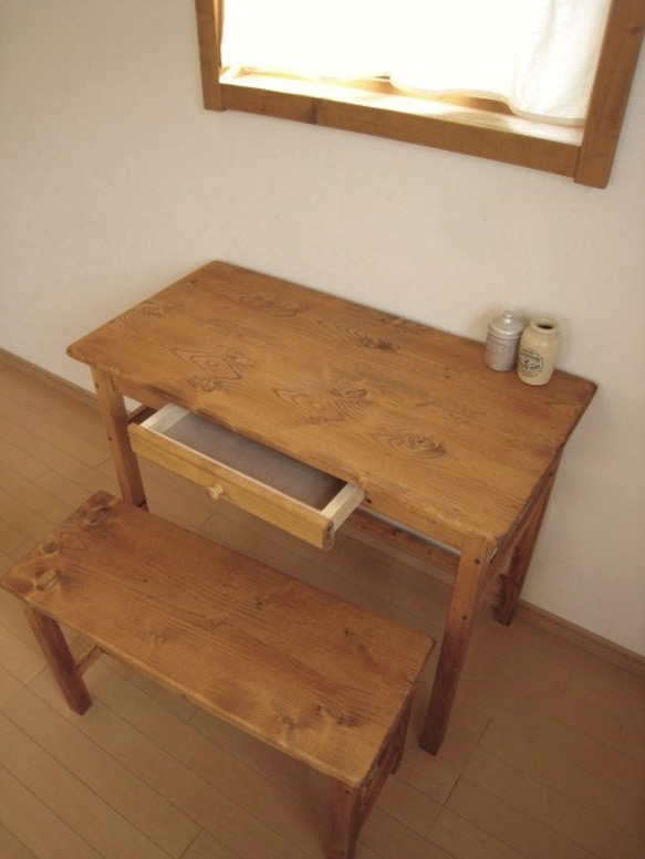 wide drawer DESK ＆ BENCH pine　　 3枚目の画像