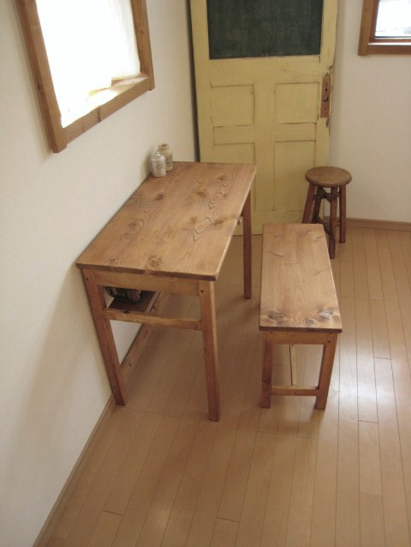 wide drawer DESK ＆ BENCH pine　　 4枚目の画像