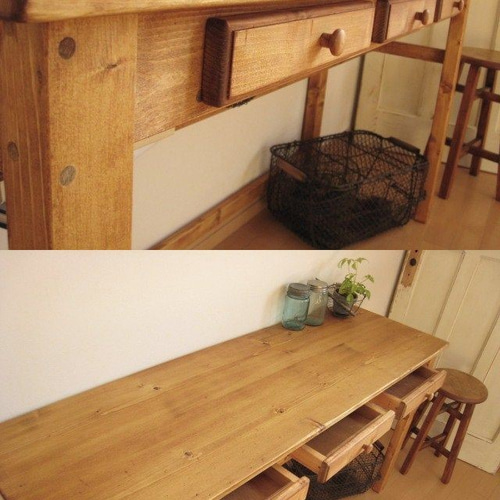 木製テーブル　オーダーメイド オーダーメイド / drawers3 DESK pine # size order # ロー